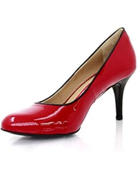 Rockabilly Lackleder Pumps in rot mit 7cm Nappaleder-Absatz