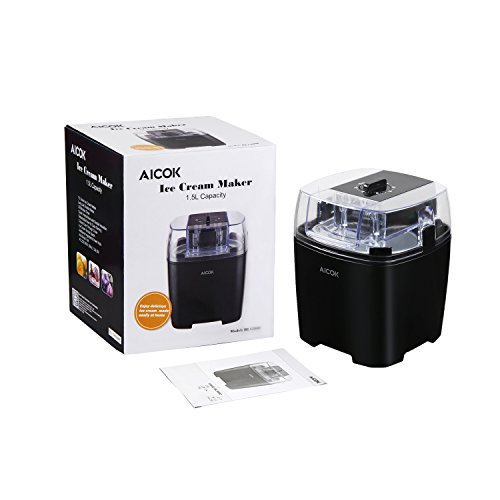 Aicok Eiscrememaschine Eismaschine, Joghurt und Sorbet Frieren Maschine, 1.5L mit Timer Funktion, Schwarze - 7