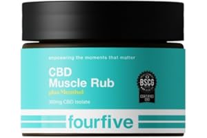 fourfive CBD Muscle Rub 300mg (High Strength) with Cooling Menthol & Vitamin E for Muscle Relief, Natural & Vegan Friendly - 45ml