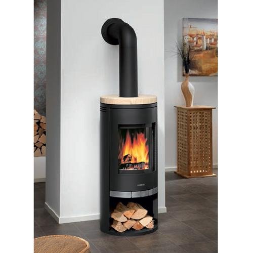 Preisvergleich Produktbild Kaminofen JUSTUS Faro (6 kW) Stahl Schwarz, Abdeckplatte Sandstein