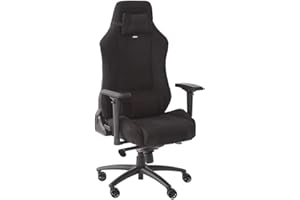 X-Rocker Messina Gaming Chair, Ergonomic Fabric Gamer Chair, Breathable Adjustable Chair for Home Office & Gaming, Office Chair with Lumbar and Head Support Cushions, Swivel High Back Recliner - BLACK
