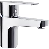 RAMON SOLER 180102 TITANIUM Basin Faucet Without Drain | Heavy duty bathroom faucet with compact design 77mm height, 205mm de