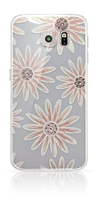 Novago Coque Compatible Samsung Galaxy S6 Coque en Gel Souple et résistant avec Impression Fantaisie (Fleur Rose)