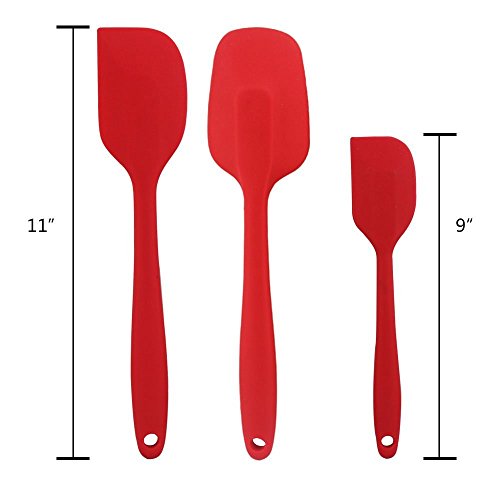Magic Zone 3teiliges Silikon Spatula Teigschaber  Set mit bequeme breite Griff, Silikon Kopf ist Wärme Safe & Gentile auf Non Stick Oberflächen, zum Backen oder Dünsten - 3