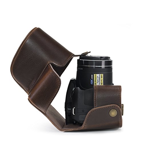 MegaGear MG921 Etui de Protection avec Bandouli  re en Cuir pour Appareil photo Nikon Coolpix B700 Marron fonc  