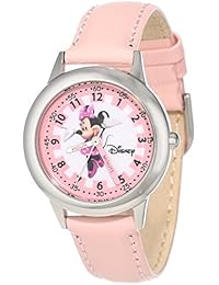 Disney Kids' W000038 Minnie Mouse Time Teacher Stainless Steel Watch with Pink Leather Band