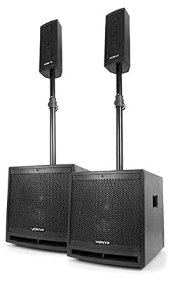 VONYX VX1000BT Système triphonique 2.2 • 1000W Max • Caisson de Basse • Plug and Play • Streaming Audio Bluetooth • MP3, SD, USB, AUX • Micro