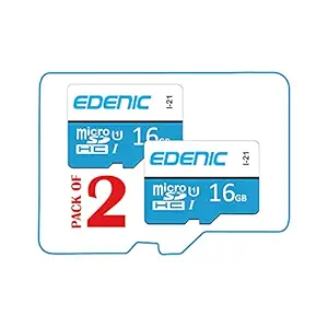 Edenic 16GB Micro SDHC Card,Memory Card Class 10,Fast Speed for Smartphones,Tablets and Other Micro Slots wtih Data Transfer(Combo-Pack of 2