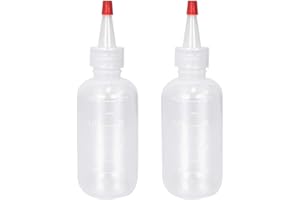 SGERUFZ 2 Pezzi Flaconi Applicatori con Ugello, 120ML Olio con Graduata, Squeezer Bottle in Plastica, Contenitori Liquidi da Spremere per Capelli, Bottiglie Plastica