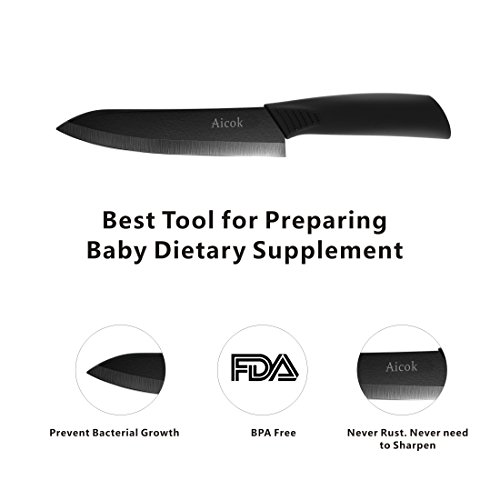 Aicok Keramikmesser 15 CM Küchenmesser Chefmesser mit der Professionellen Schwarzen Klinge - 2