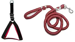 Tame Love? Padded Dog Chest Belt Harness and Leash for Adult Dogs of All Breeds (Black Color - 1.25 inches)