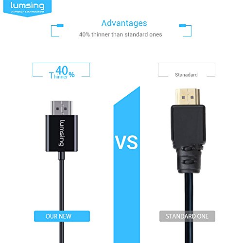 Lumsing HDMI Kabel Hochgeschwindigkeit HDMI auf HDMI Audio/Video vergoldete Kabel M/M ultra dünn 1M(Schwarz) - 6