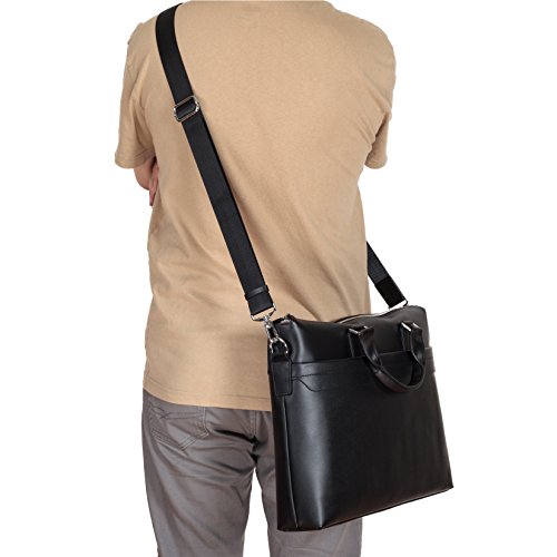 Laptoptasche aus Leder f  r Herren oder Damen - passend f  r 13 14 15 Zoll Laptops MacBooks - 2 Farben  Schwarz