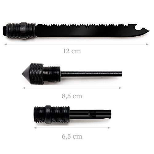 The Friendly Swede Multifunktions-Klappspaten inklusive Säge-Messer, Hacke, Feuerstahl, Glasbrecher, Tasche und Paracord-Seil - 5