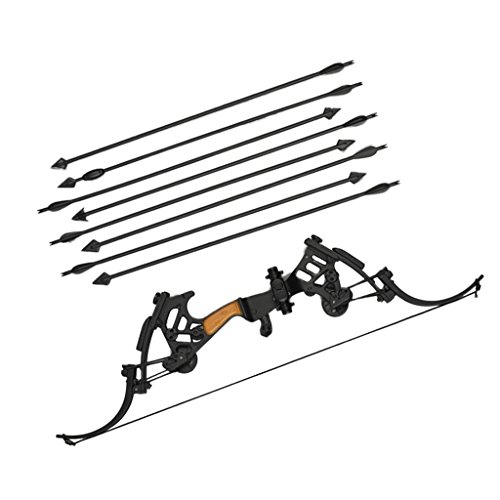 Preisvergleich Produktbild MagiDeal 1 / 6 Skala Compoundbogen Mit 8pcs Pfeile Spielzeug Compound-Set Schwarz