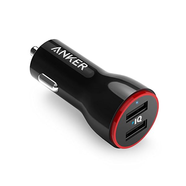 Anker PowerDrive 2 Auto Ladegerät 24W / 4.8A 2-Port USB Kfz Ladegerät Power IQ für iPhone XS/XS Max/XR/X/8/7/ iPad Pro/Air 2 /Mini, Note 5/4, LG, Nexus, HTC/Galaxy S7 / S7 Edge, Powerbank und mehr