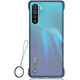 BIGZOOK Frameless case for Oppo F15 Case Slim Translucent Matte Texture Design Hard PC Back Cover Shock Bumper Corners (Free Metal Ring) (Oppo F15, Blue)
