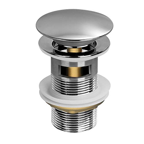 MEHOOM Pop-Up Válvula Desagüe para Lavabo Baño, Dimensión Estándar de 1 ", Cromado Tapón de Desagüe
