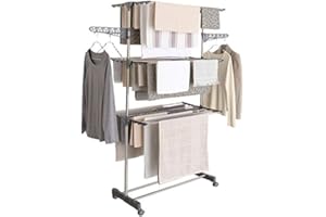 IDMarket - Séchoir à Linge INOX Maxima Gris étendoir Pliable H.145 CM