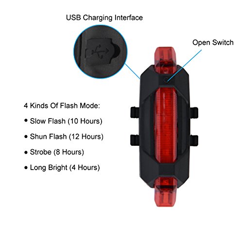LED Fahrradlicht, ELINKER Fahrradlampe Set, Stvzo Standard Genehmigt, Wasserdichtes Frontlicht und Rücklicht mit 2 USB Ladekabel - 5