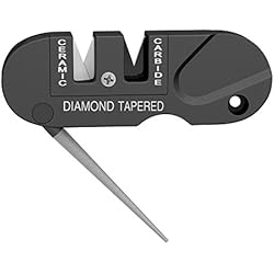 Housolution Afilador de Cuchillos - Mini Herramienta de Afilado de Cuchillos Plegable Afilador de Piedra Multifunción Exterior Portátil para la Supervivencia Caza de Pesca Senderismo Acampar (Negro)