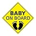 Price comparison product image Dandeliondeme BABY ON BOARD Footprint Car Body Window Reflective Sticker Warning Sign Decor for Ford Mercedes-Benz BMW Volkswagen Passat Audi Diesel ConvertibleBlack + Yellow