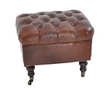 chesterfield hocker schwarz Chesterfield-Kapitonierung Lederhocker Dover im Chesterfield-Look Sitzhocker Vintage-Cigar