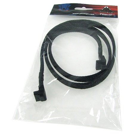 Phobya SATA 3.0 Anschlusskabel abgewinkelt mit Sicherheitslasche 90cm – Schwarz gesleevt - 2