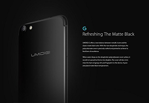 UMIDIGI G - Android 7.0 Schermo da 5 pollici GORILLA GLASS Ultra leggero e sottile 4G smartphone Quad Core 1.3GHz 2GB RAM 16GB Impronta digitale - Nero scuro