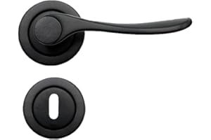 EMPYR Poignées de Porte sans Perçage Rosace Noires - Paire de Boutons de Porte Design Classique en Métal Mat pour Portes Intérieures avec Kit de Fixation Complet Clé L - Easy K