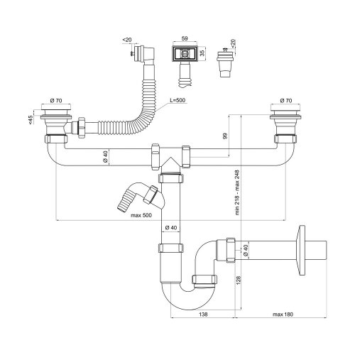 Схема сифона для раковины на кухне