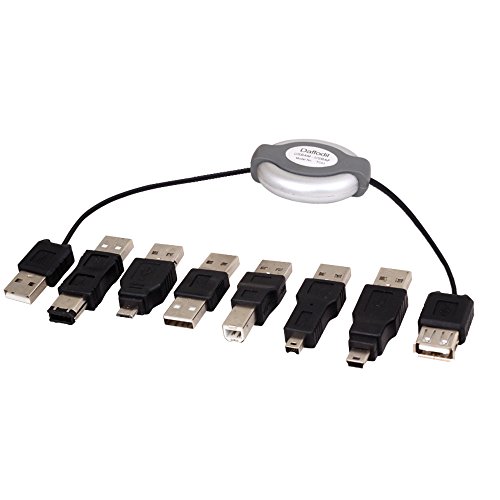Daffodil TC01 Adaptador de cables a extensión USB - Cable extensible con 6 adaptadores - USB Macho / Hembra / Mini 5 pins / Mini 4PA / Mini 4P / Mini 1394 - Color negro