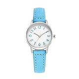 Kinder Uhren wasserdicht Kinder Uhren Quarz Leder Armbanduhren für Mädchen Jungen Kinder Mädchen Armbanduhr Hot Sale, Sky Blau