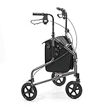 Days Lightweight Aluminium Folding 3 Wheel Tri Walker with Lockable Brakes and Carry Bag, Adjustable Height, Limited Mobility Aid, Quartz with Bag, (Eligible for VAT relief in the UK)