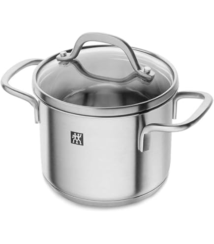 Elo 7241426 Kookpan van roestvrij staal, kookpan van roestvrij staal met glazen deksel, 1,2 l, geschikt voor alle warmtebronnen, 14 x 9,5 cm, grijs 10