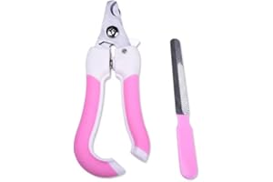 Catchy Pet Supplies Nail Clipper Set for Dogs and Cats, Dog Nail Trimmer Set with Nail File, Cat Nail Clipper Set, Dogs and Cats Nail Clippers with Safety Guard (Cats&Small Dogs Pink)