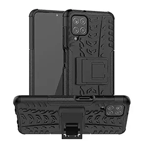 Zivite Samsung Galaxy M12, Back Cover, Premium Real Hybrid Shockproof Bumper Defender Cover, Kickstand Hybrid Desk Stand Back Case Cover for Samsung Galaxy M12 - Black