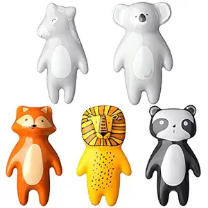 5 Pieces Cute Animal Knobs Kids Handles Ceramic Knobs Animal Drawer Pulls and Knobs Animal Cabinet Knobs Kids Dresser Knobs Nursery Drawer Handles Cupboard Knobs for Room Bedroom Bathroom Kitchen