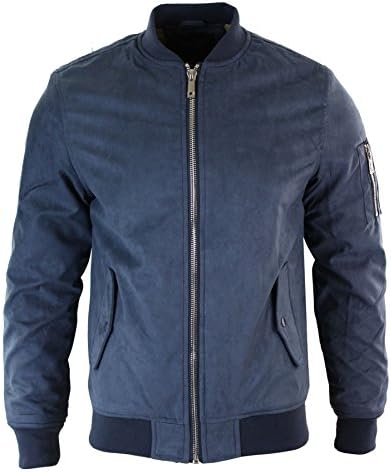 Mens MA1 PU Suede Bomber Varsity Jacket Quilted Smart Casual Harrington Coat