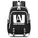 Produktbild Memoryee My Hero Academia Druckrucksack Mittelschultasche Laptop Daypack mit USB-Ladeanschluss Headset-Anschluss und 2 Leitungen Schwarz1
