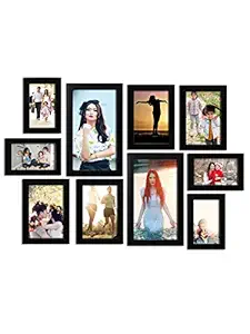Random Photo Frames (Synthetic Wood, 30 cm X 22 cm X 14 cm, Black, Set of 10)