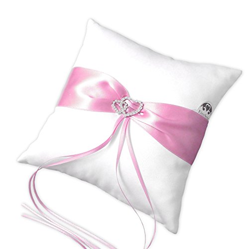 1x Ringkissen Hochzeit EinsSein Amore parentesi rosa-weiß Traukissen Ringe Eheringe Hochzeit Satin Herzen Kissen rosa weiß Schmuck pillow flower girl basket - 3
