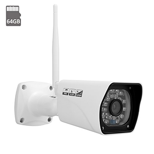Preisvergleich Produktbild IdeaNext Full HD 1080P WLAN IP Kamera Überwachungskamera Wasserdicht Wetterfest (1080P Außen Kamera + 64GB SD-Karte)