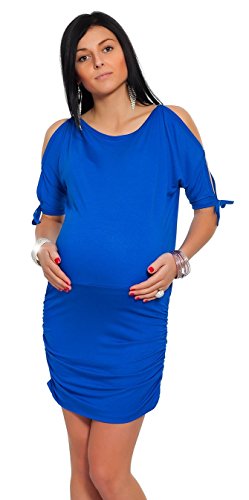Happy Mama Maternity Women's Stretchy Top Tunic W/ Open Sleeve 157p (Royal Blue, UK 16/18, 2XL)
