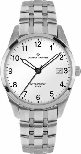 Alpha Saphir Herren-Armbanduhr XL Analog Quarz Edelstahl 379F Alpha Saphir Herren-Armbanduhr XL Analog Quarz Edelstahl 379F