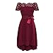 Produktbild Luckycat Räumungsverkauf Damen Spitzenkleid Vintage Spitze Patchwork Schulterfrei Cocktail Party Retro Schaukel Kleid Swing Kleid Partykleid Cocktailkleid
