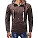 Produktbild JYJM Herren Herbst und Winter Warme Jacke Männer Normallack Kapuzenjacke Männer Casual Langarm Pullover Jacke Männer dünne Kurze Jacke Männer Outdoor Casual Sportjacke Männer Baseball Uniform