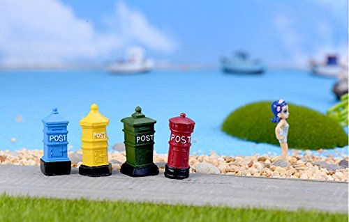yixuan 4 Stück Miniatur Retro Briefkasten Fairy Garden Ornament Blumentopf Puppenhaus Decor - 2