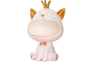 ‎UMIKK Umikk Schmuck Stueck Katze Figuren Lagerung Box, Lachende Katze Schlüssel Aufbewahrungsbox, Großen Statue Schreibtisch Kleinigkeiten Behälter Organizer Skulptur,Katze Skulptur Statue Harz für Home