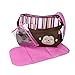OULII Cute Monkey Print Multi-functional Large Capacity Baby Diaper Nappy Changing Pad Travel Mummy Handbag Tote Bag Shoulder Bag Crossbody Messenger Bag (Pink)